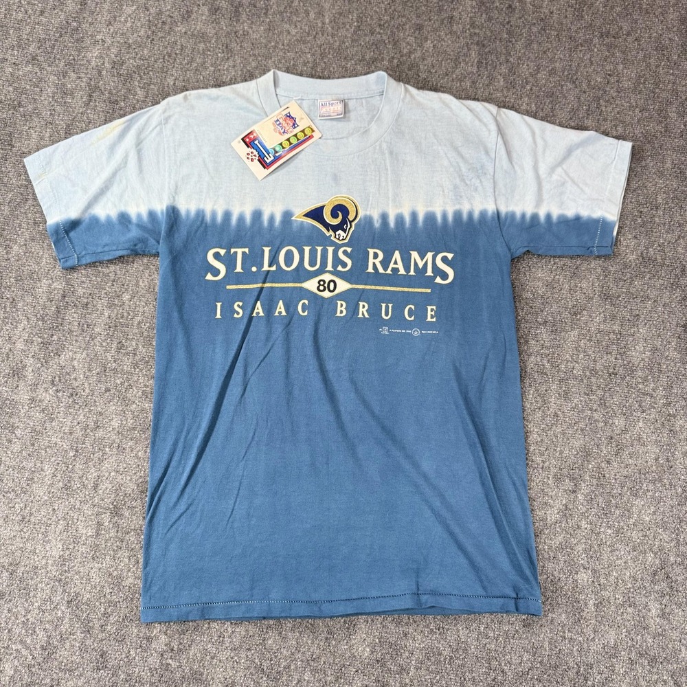 Vintage St. Louis Rams Shirt Mens Medium Blue NFL Football Isaac Bruce 80 2000s